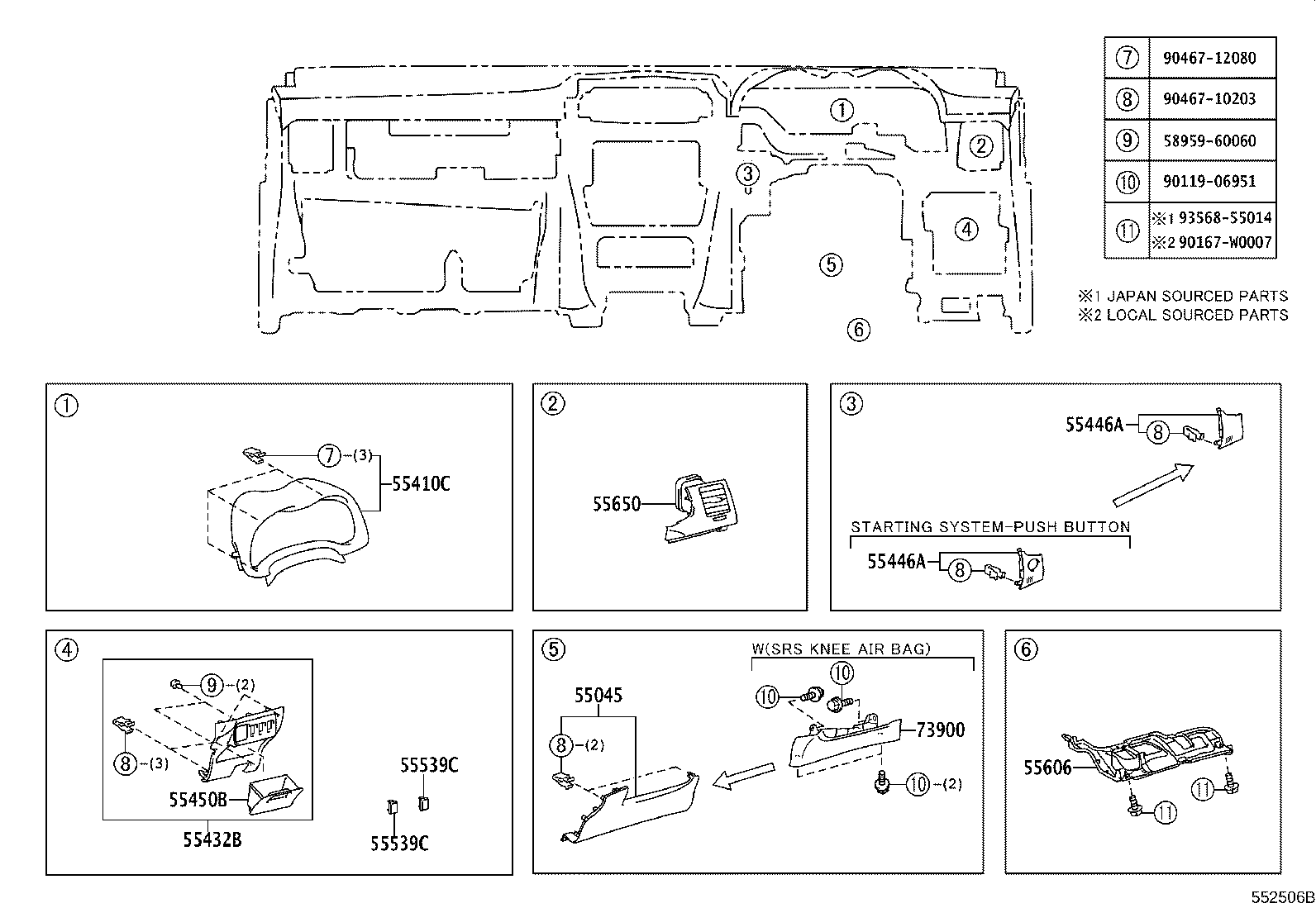 55355-02520 CUSHION, INSTRUMENT PANEL, NO.1 product image