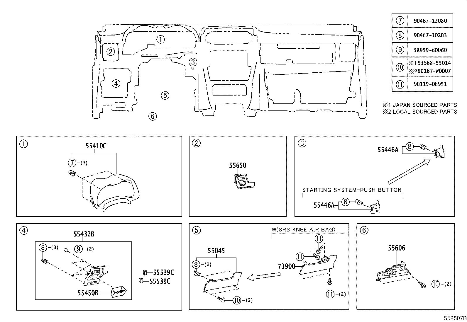 55355-02520 CUSHION, INSTRUMENT PANEL, NO.1 product image