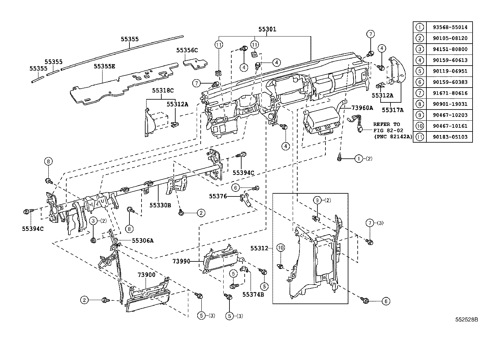Toyota 55413-74010-C0 PANEL, INSTRUMENT CLUSTER FINISH, CENTER LOWER