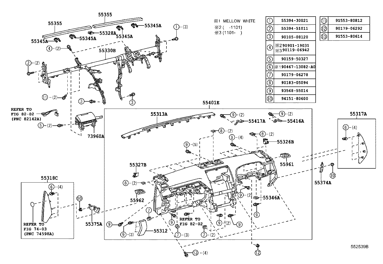 55326-30130 STAY, INSTRUMENT PANEL, RH product image