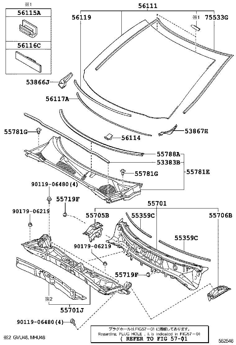 56101-48255 GLASS, WINDSHIELD product image