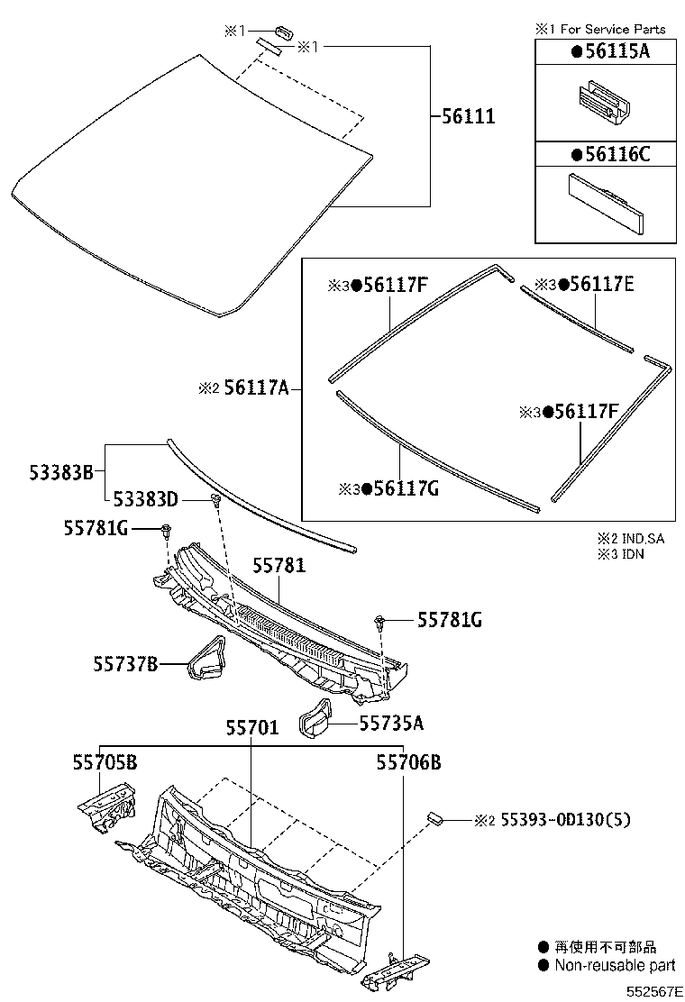 55706-0D080 PANEL SUB-ASSY, COWL TOP SIDE, LH product image
