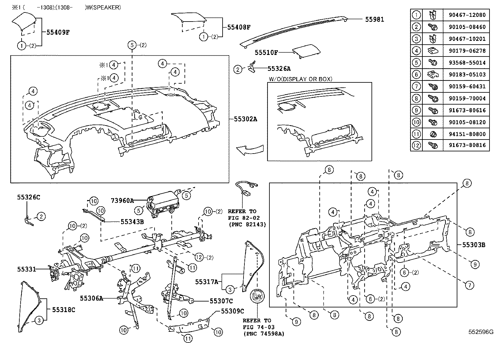 Toyota 55403-76024-25 HOOD SUB-ASSY, METER