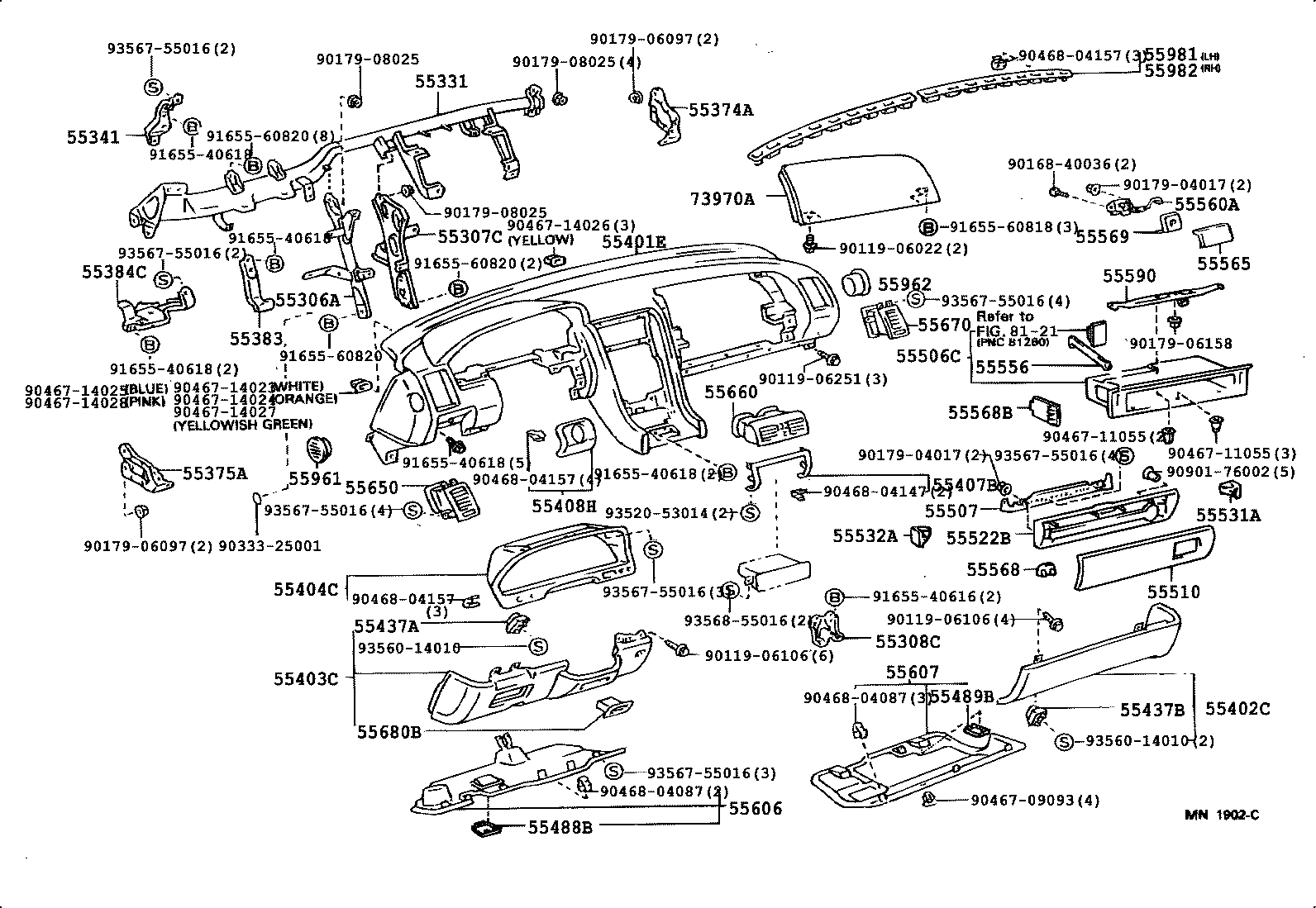55306-50010 BRACE SUB-ASSY, INSTRUMENT PANEL, NO.1 product image