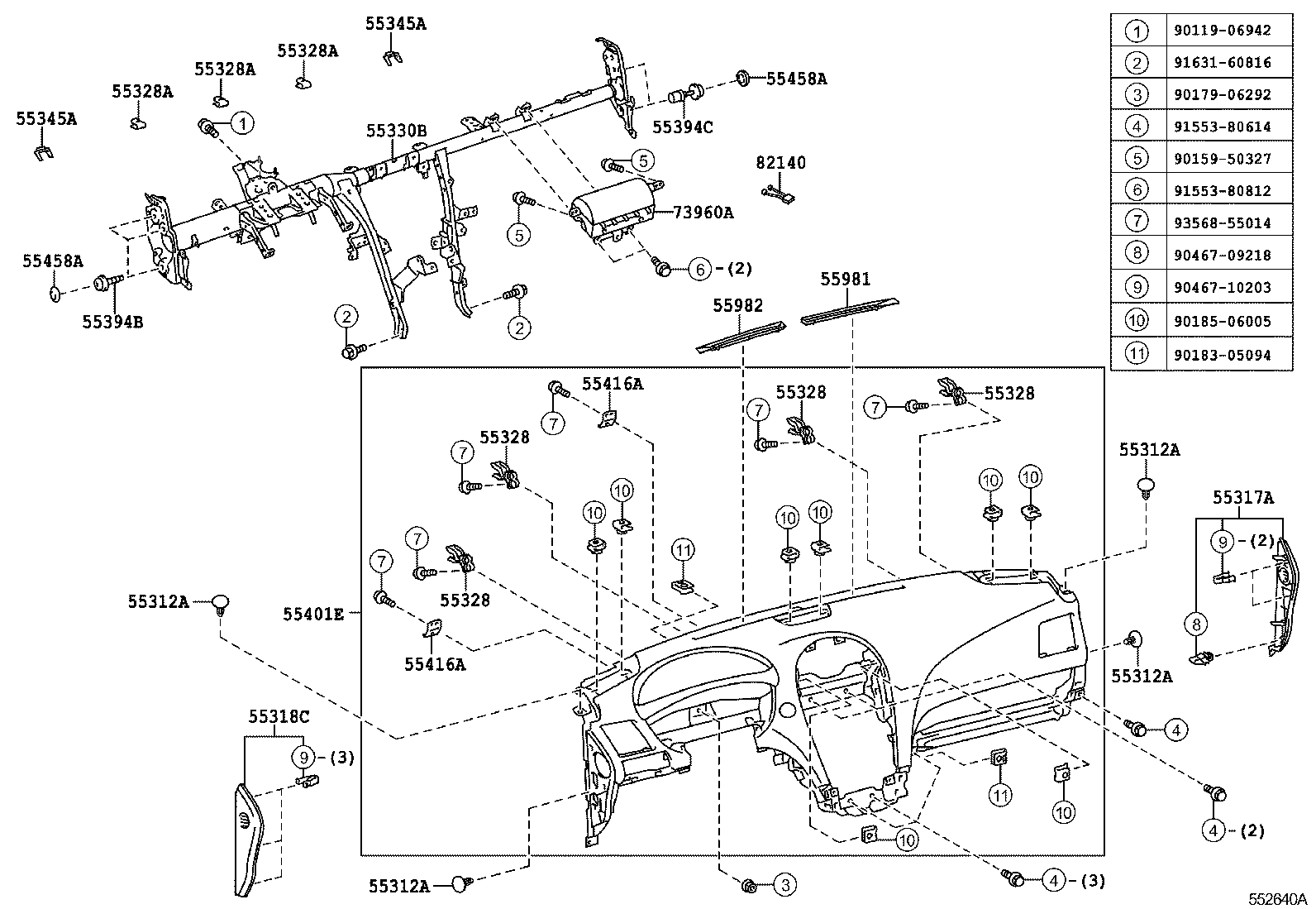 55416-33020 RETAINER, METER HOOD, NO.1 product image