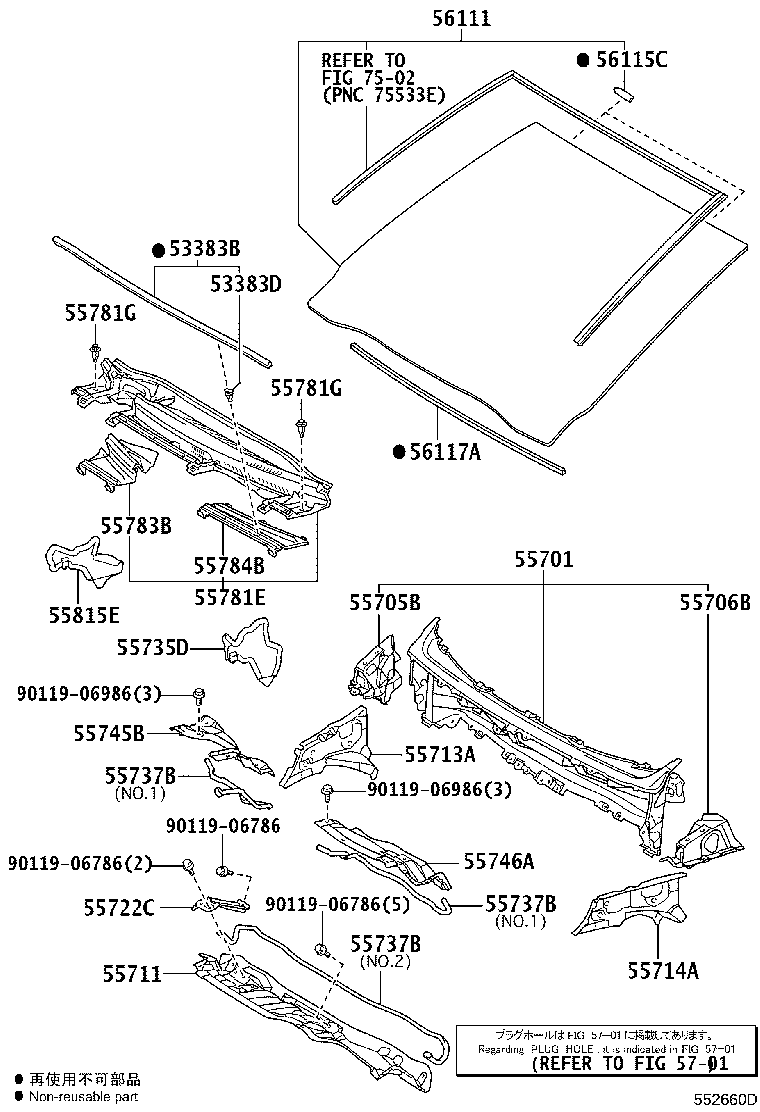 56101-52340 GLASS, WINDSHIELD product image