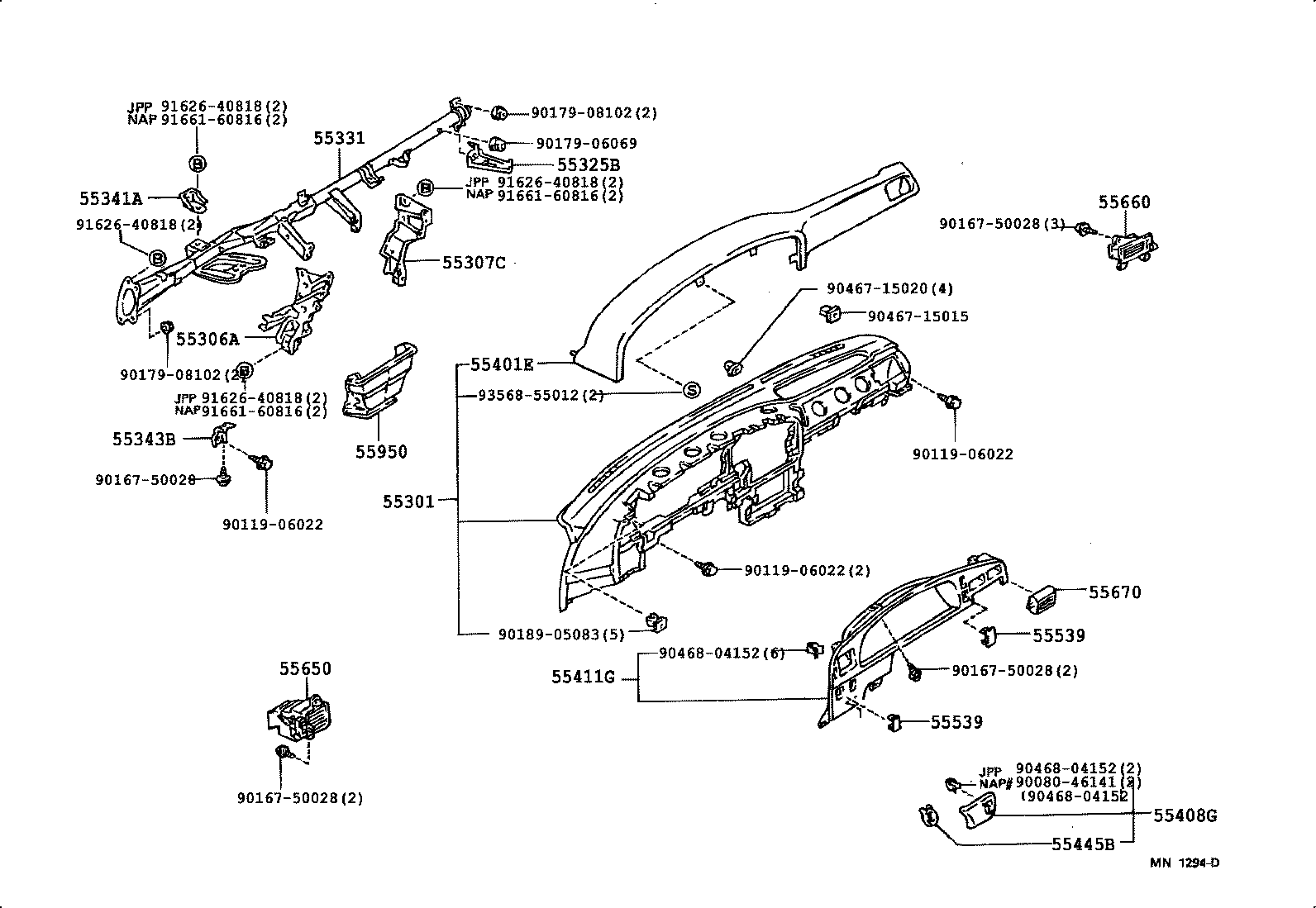 55328-35010 STAY, INSTRUMENT PANEL, NO.3 product image