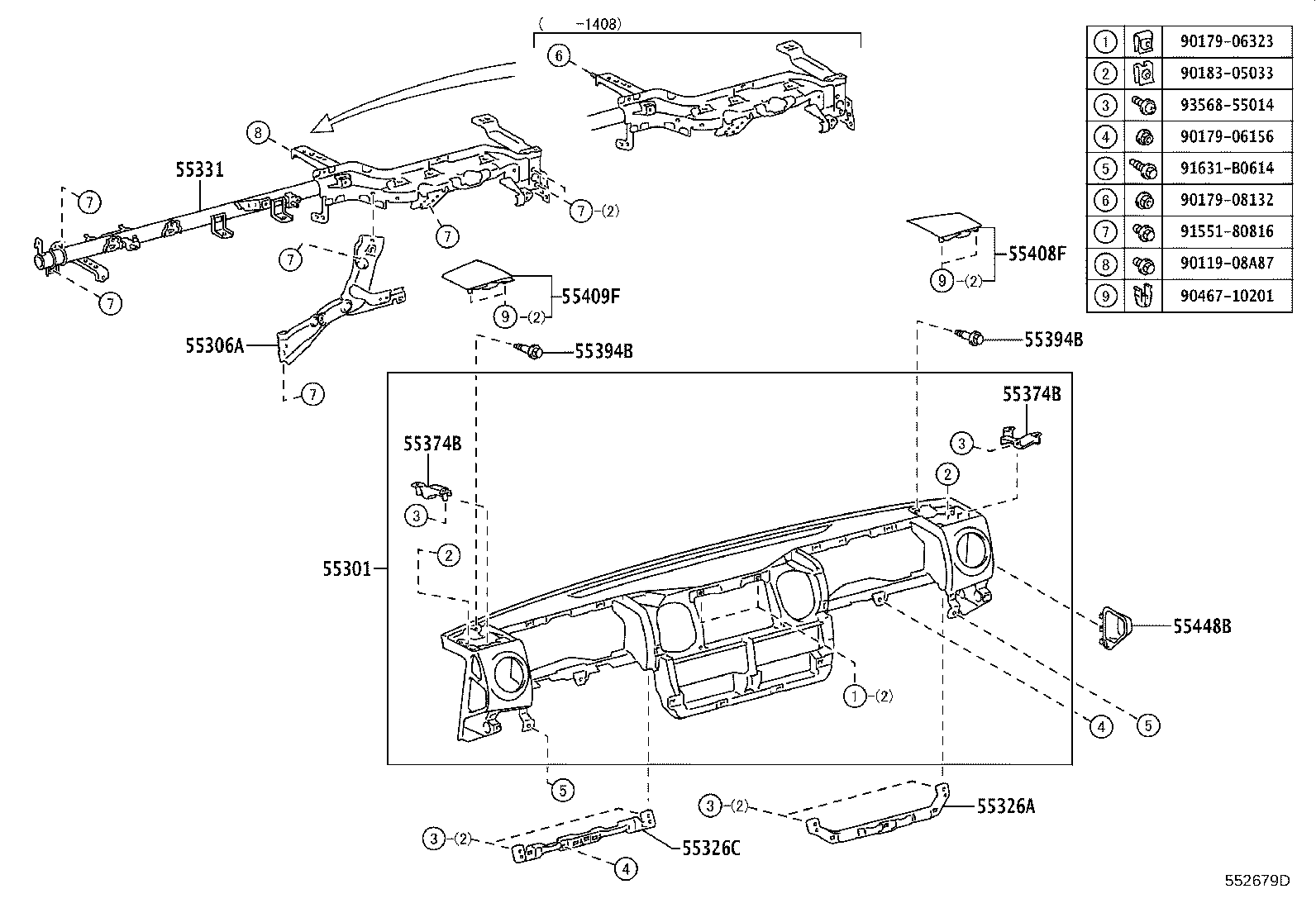 55321-37080 BRACKET, INSTRUMENT PANEL, NO.1 product image