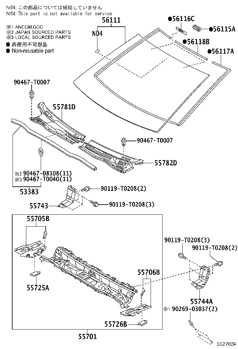 56101-0K181 GLASS, WINDSHIELD product image