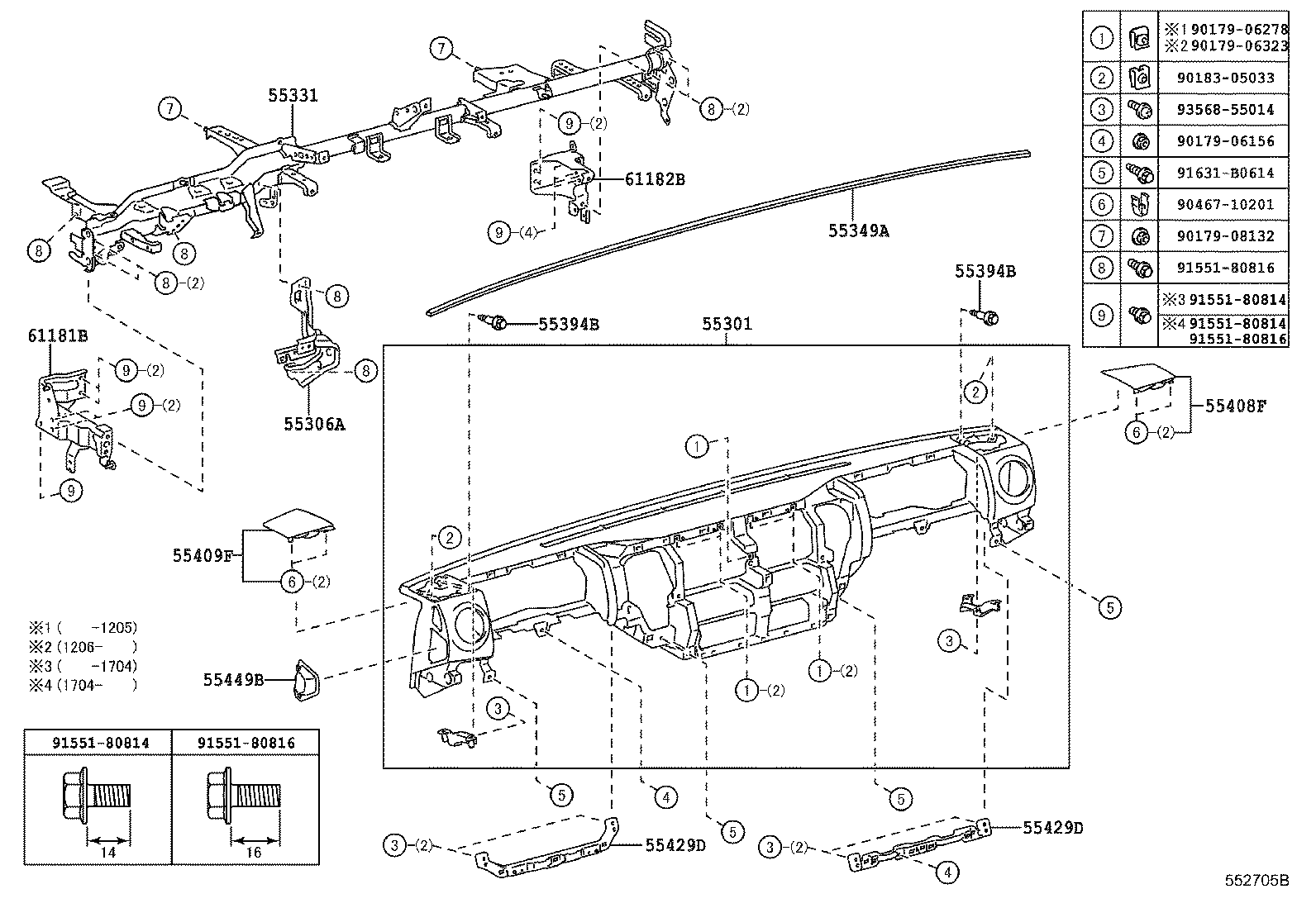 55330-37201 REINFORCEMENT, INSTRUMENT PANEL product image