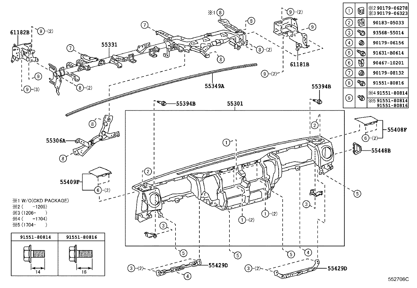 55330-37201 REINFORCEMENT, INSTRUMENT PANEL product image