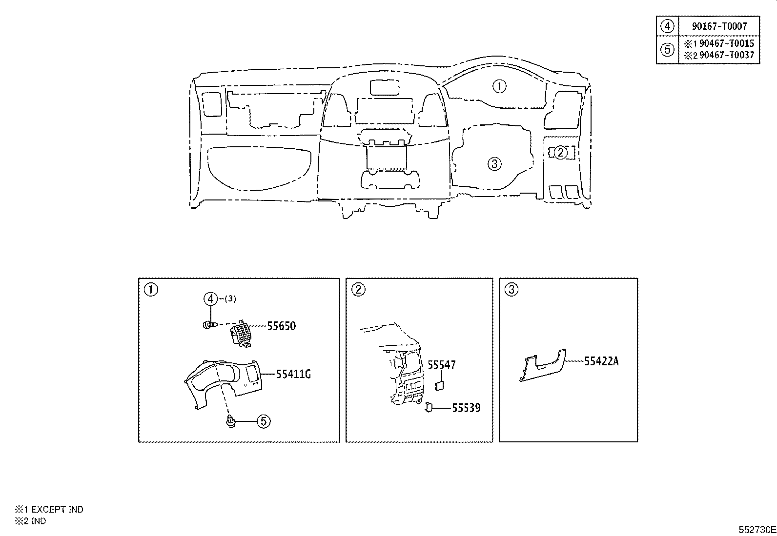 55302-0K080-C0 PANEL SUB-ASSY, INSTRUMENT, UPPER product image