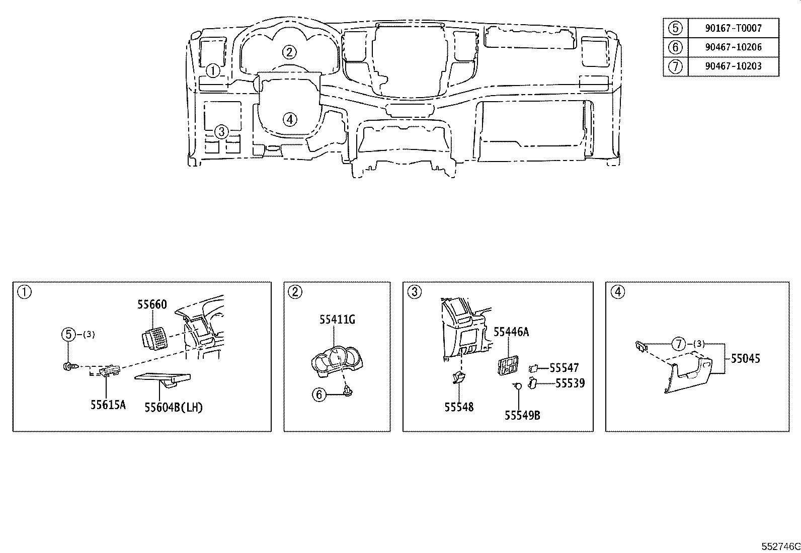 55670-0K080 REGISTER ASSY, INSTRUMENT PANEL, CENTER product image