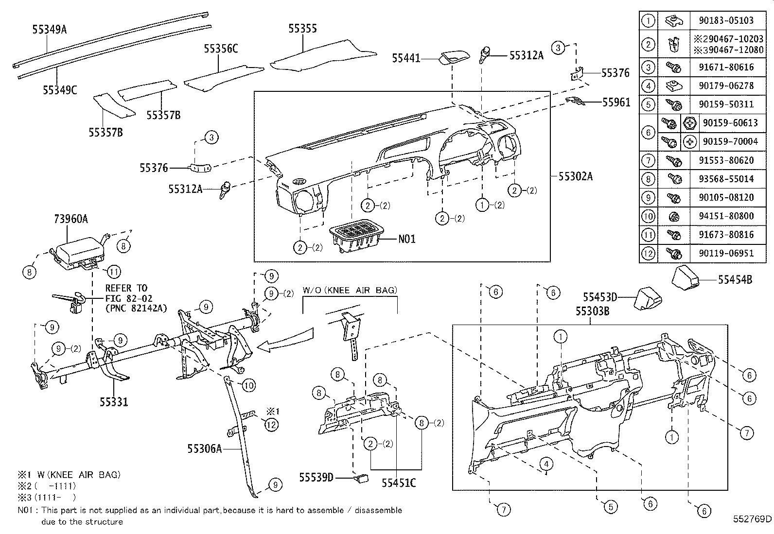 55355-52270 CUSHION, INSTRUMENT PANEL, NO.1 product image