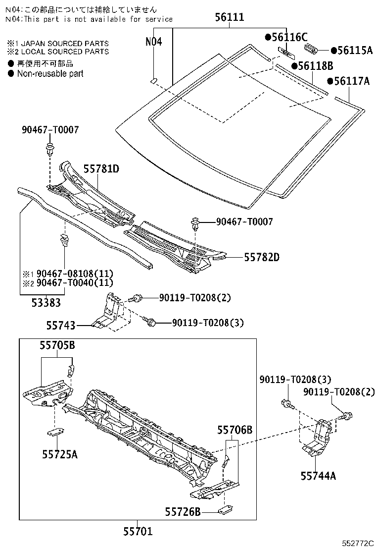 56101-0K181 GLASS, WINDSHIELD product image