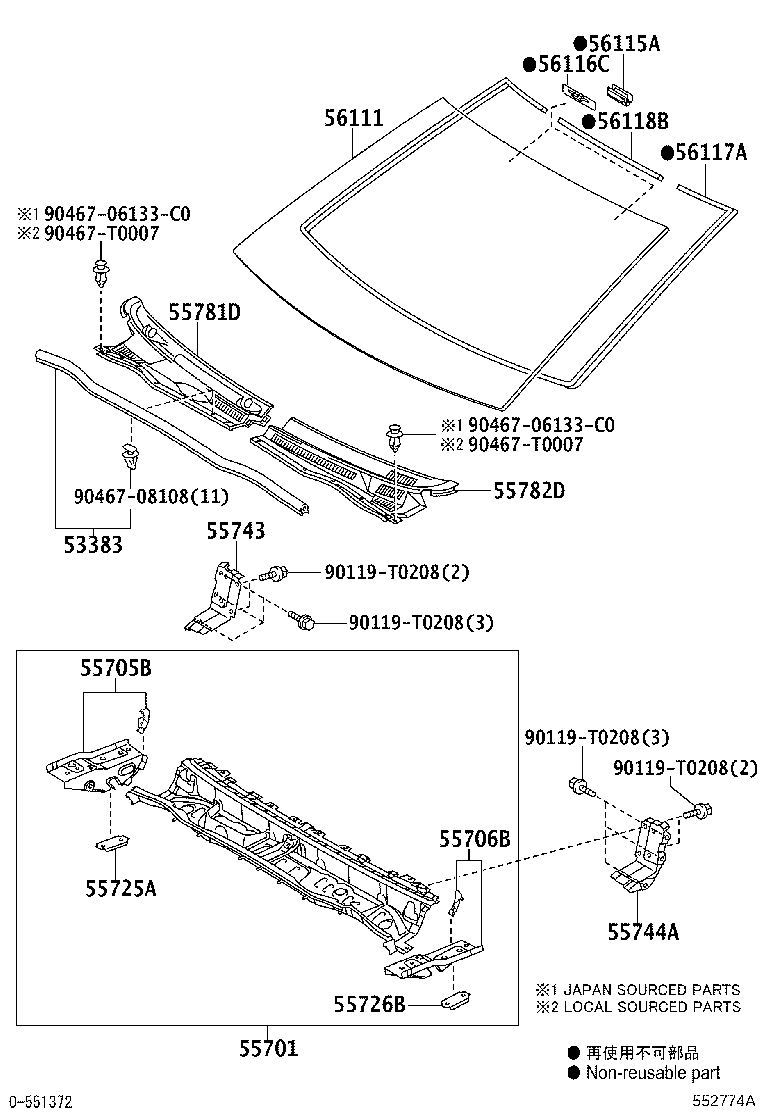 53383-0K010 SEAL, HOOD TO COWL TOP product image