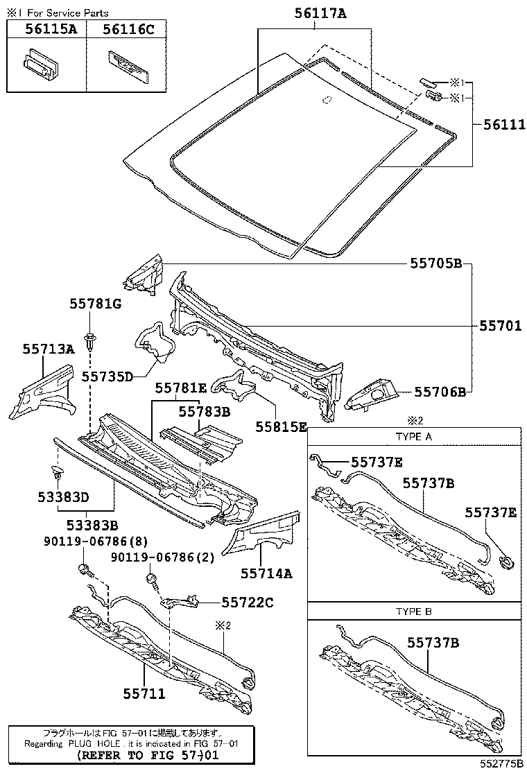 56101-52C70 GLASS, WINDSHIELD product image