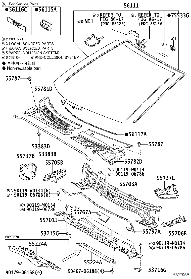 55703-05240 PANEL SUB-ASSY, COWL TOP, INNER product image