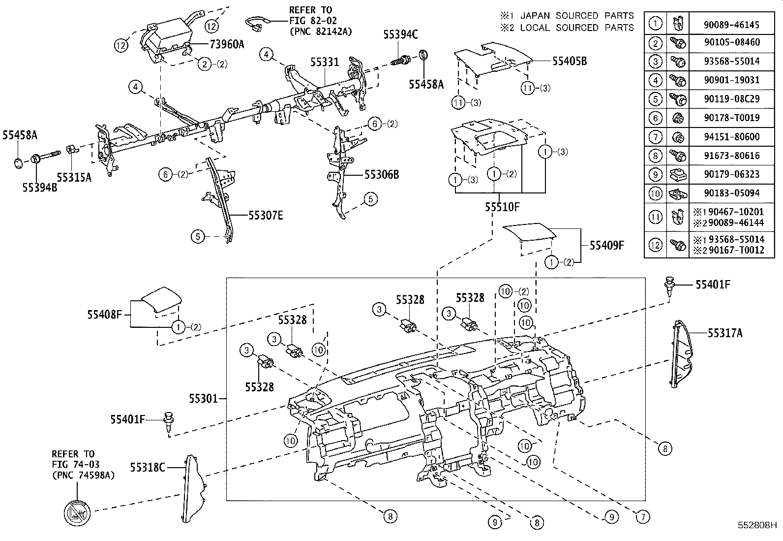 55330-06320 REINFORCEMENT, INSTRUMENT PANEL product image