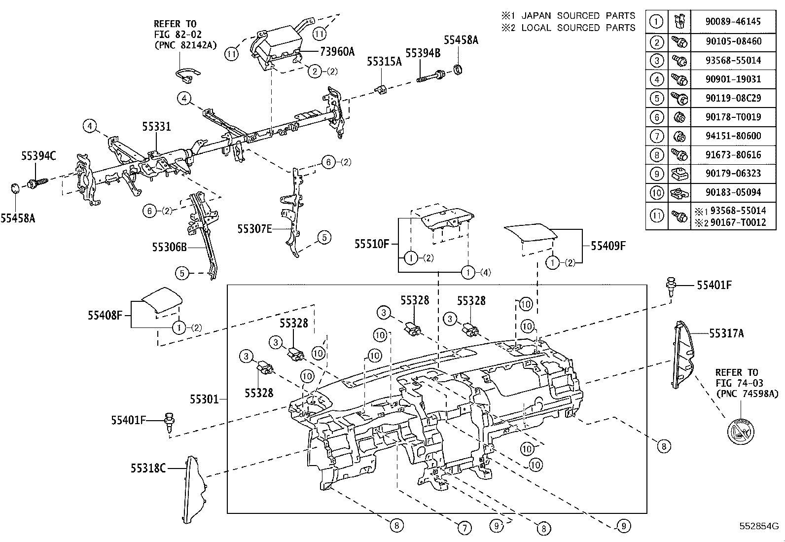 55330-06320 REINFORCEMENT, INSTRUMENT PANEL product image