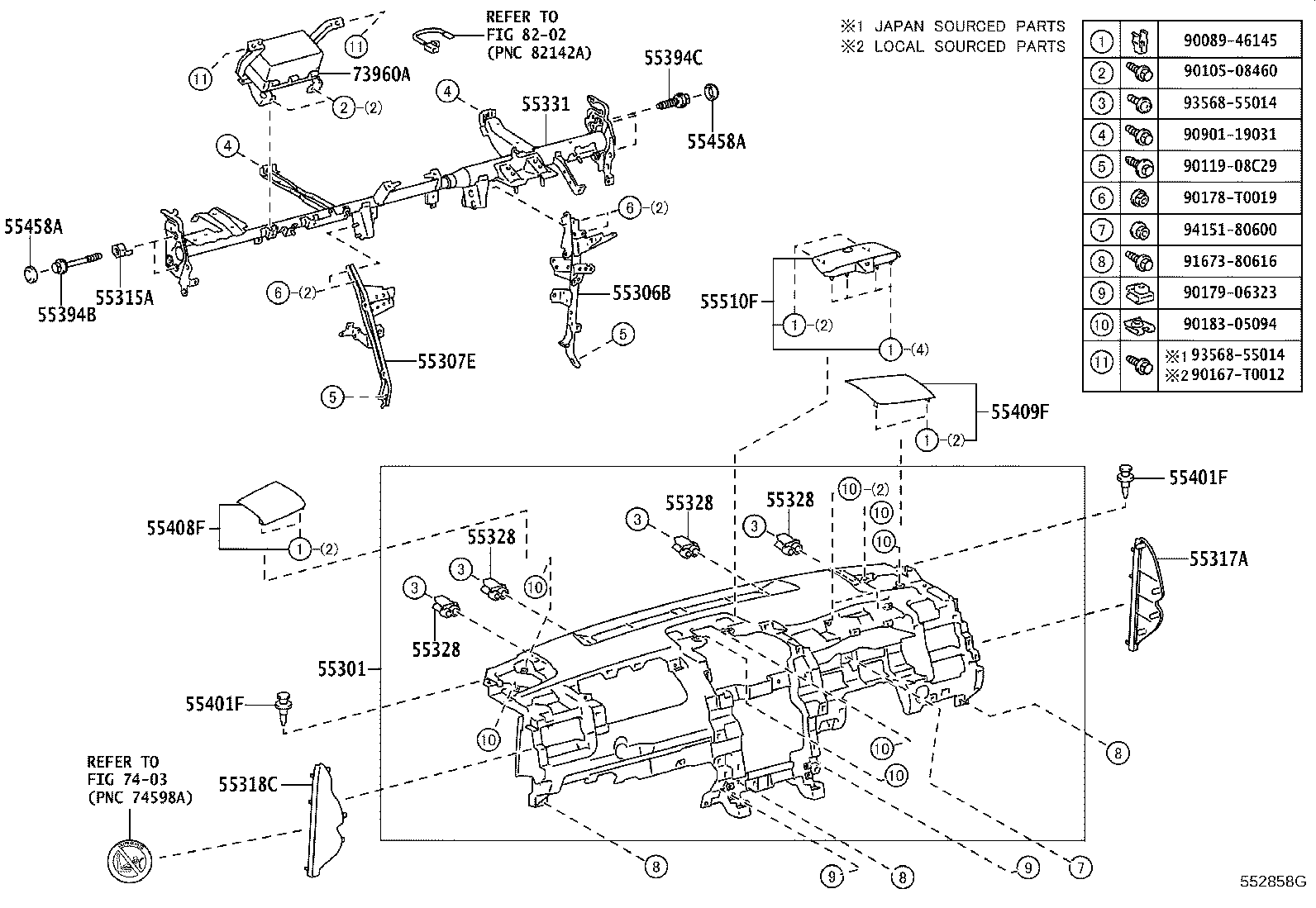 55330-06320 REINFORCEMENT, INSTRUMENT PANEL product image