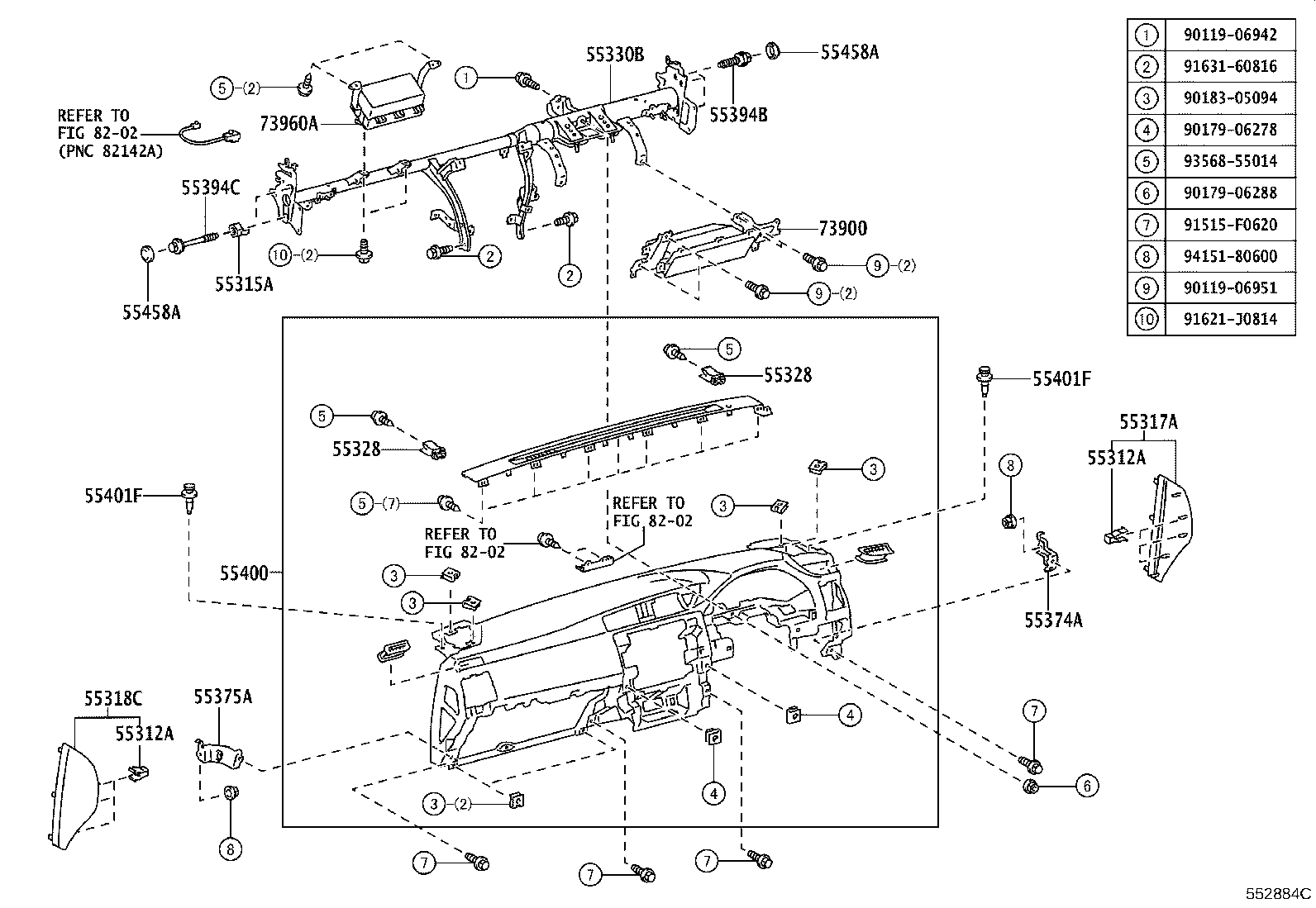 55406-22170 PANEL SUB-ASSY, INSTRUMENT CLUSTER FINISH, LOWER CENTER product image