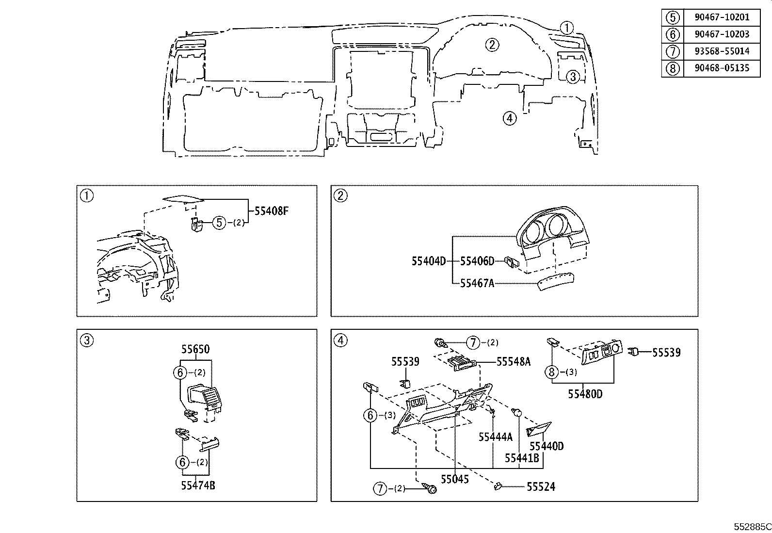55406-22170 PANEL SUB-ASSY, INSTRUMENT CLUSTER FINISH, LOWER CENTER product image