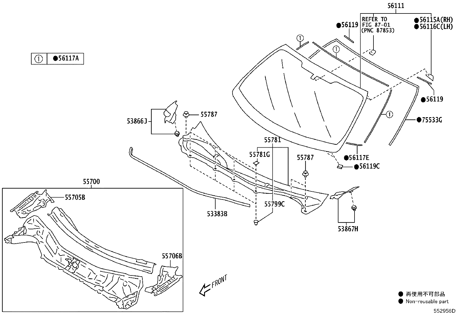 SU003-01889 STOPPER, WINDSHIELD GLASS, NO.2 product image