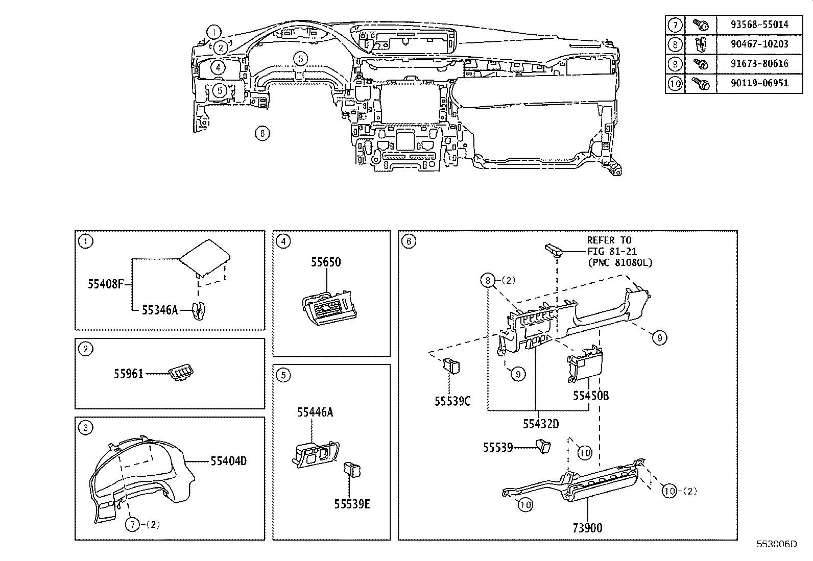 55405-33320 PANEL SUB-ASSY, INSTRUMENT CLUSTER FINISH, CENTER product image