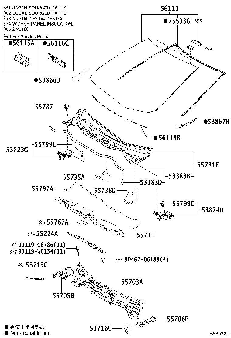 55706-02110 PANEL SUB-ASSY, COWL TOP SIDE, LH product image