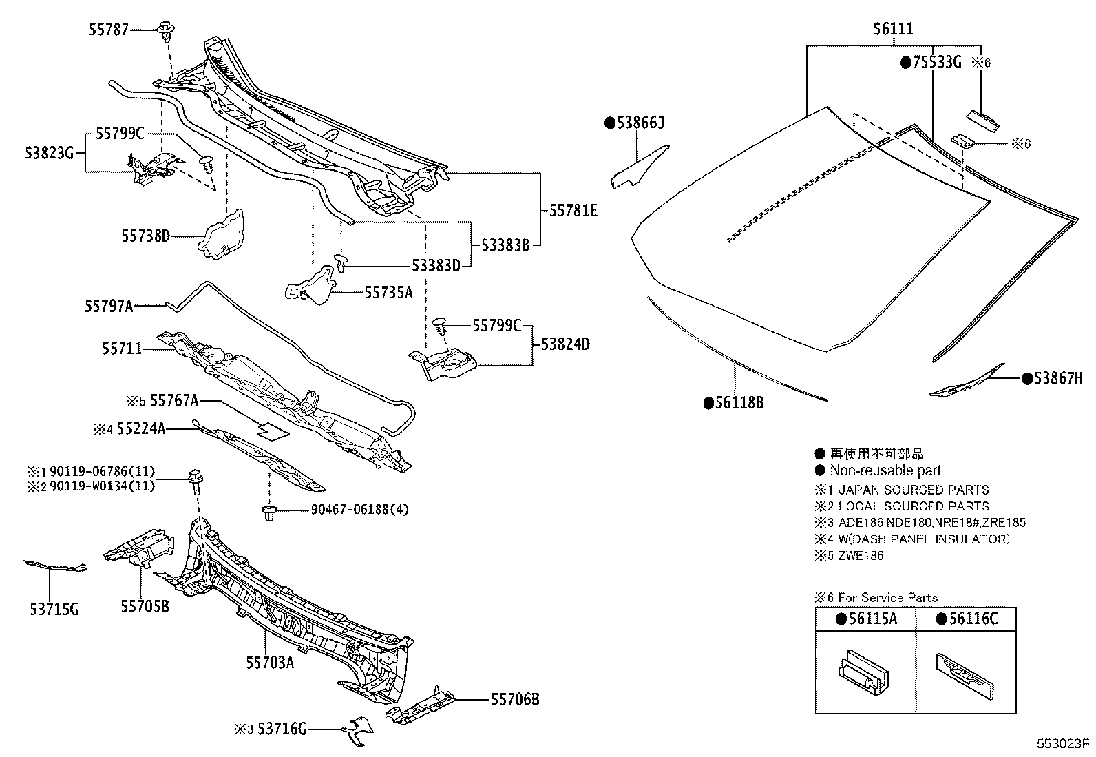 55706-02110 PANEL SUB-ASSY, COWL TOP SIDE, LH product image