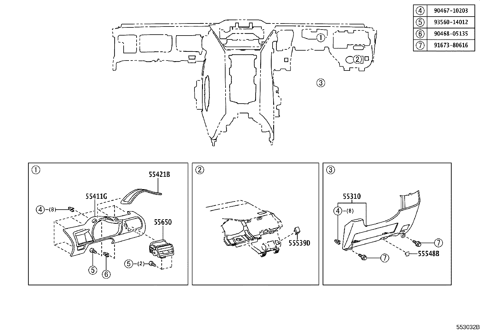 55306-74060 BRACE SUB-ASSY, INSTRUMENT PANEL, NO.1 product image