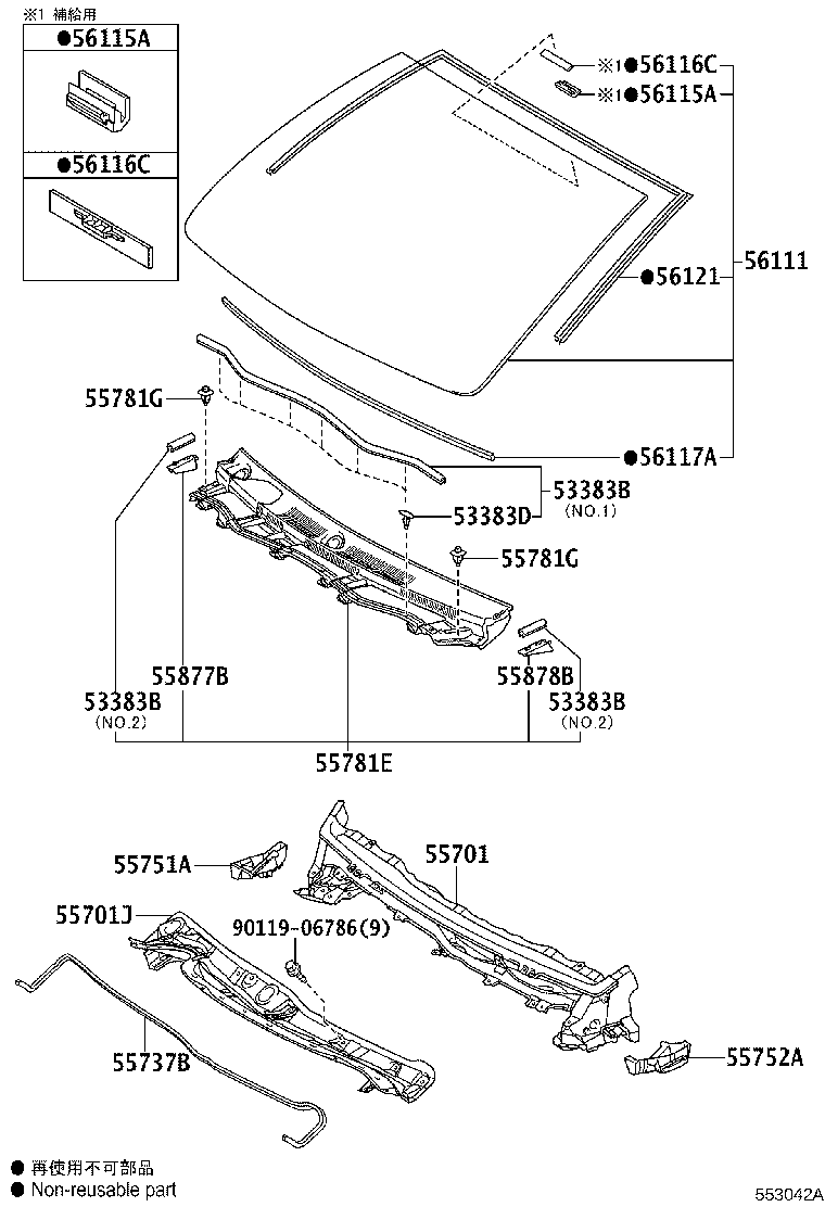56101-74130 GLASS, WINDSHIELD product image