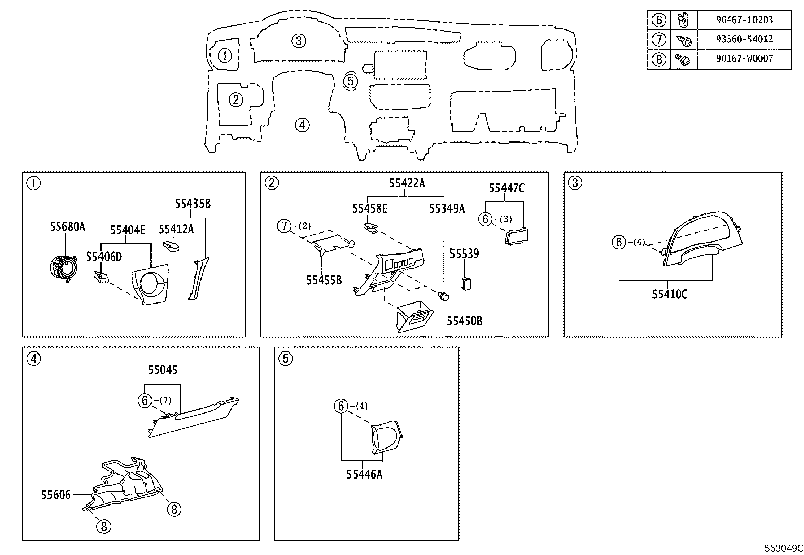 55406-02450-C0 PANEL SUB-ASSY, INSTRUMENT CLUSTER FINISH, LOWER CENTER product image