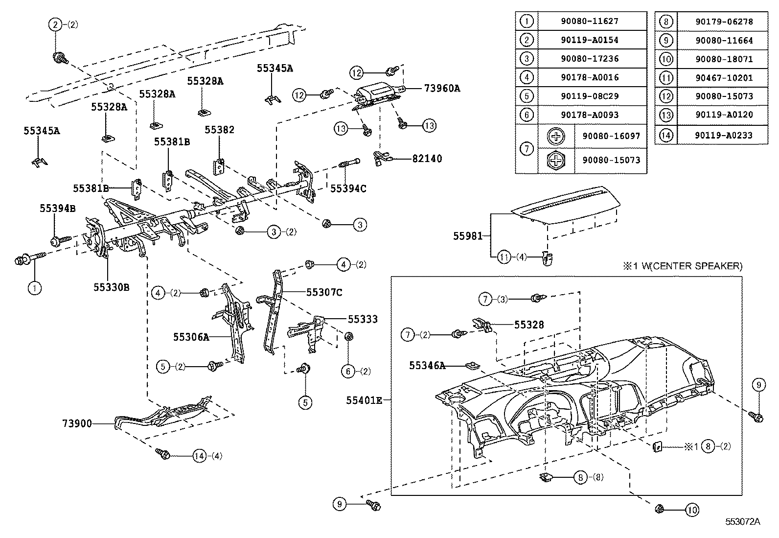 55405-0T050 PANEL SUB-ASSY, INSTRUMENT CLUSTER FINISH, CENTER product image