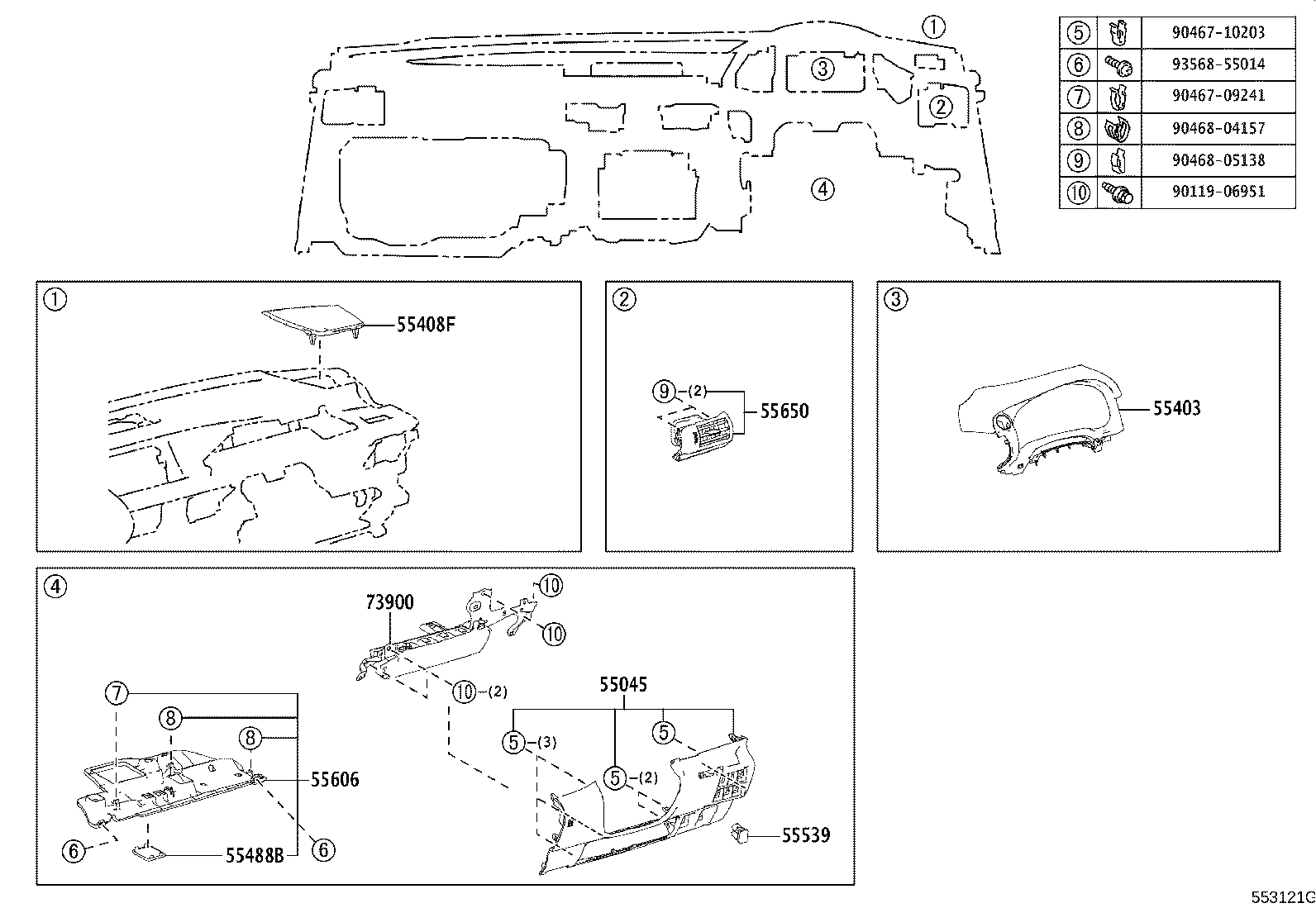 55352-53110 BRACE, INSTRUMENT PANEL TO FLOOR, NO.2 product image