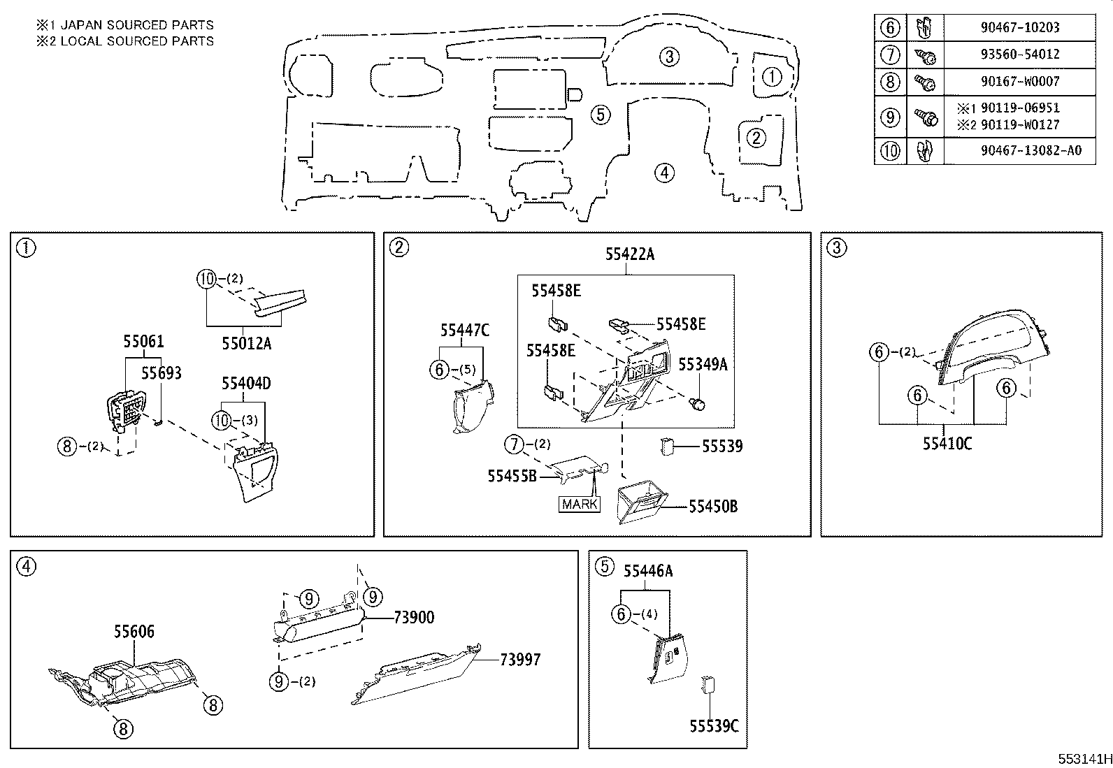 55307-02480 BRACE SUB-ASSY, INSTRUMENT PANEL, NO.2 product image