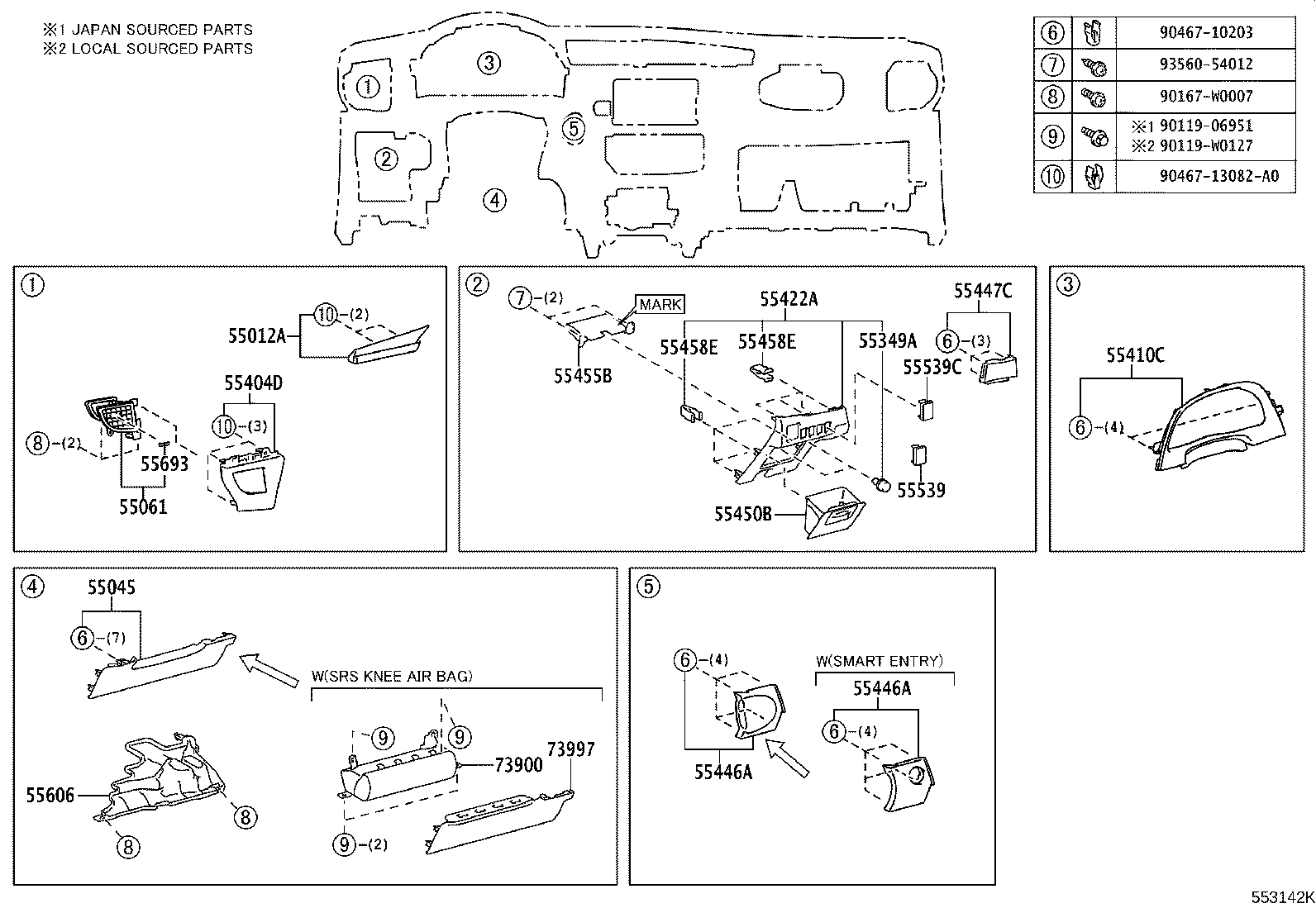 55307-02480 BRACE SUB-ASSY, INSTRUMENT PANEL, NO.2 product image