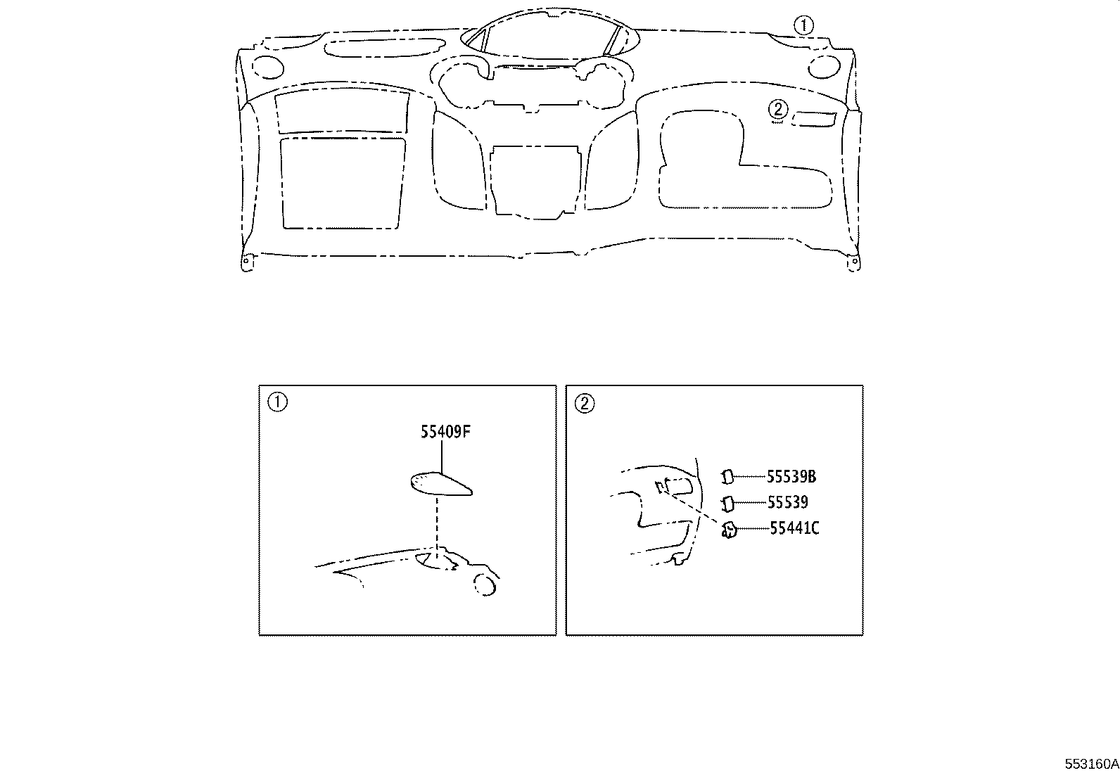 55054-52010 STOPPER SUB-ASSY, GLOVE COMPARTMENT DOOR product image