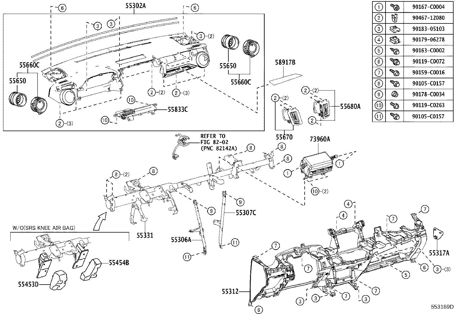 55330-0R080 REINFORCEMENT, INSTRUMENT PANEL product image