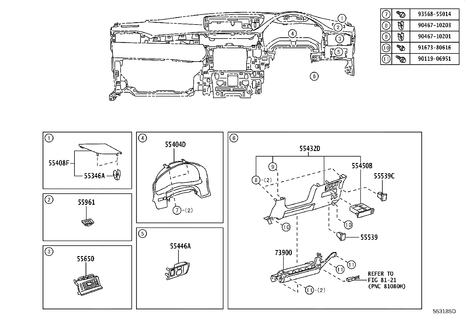 55405-33320 PANEL SUB-ASSY, INSTRUMENT CLUSTER FINISH, CENTER product image