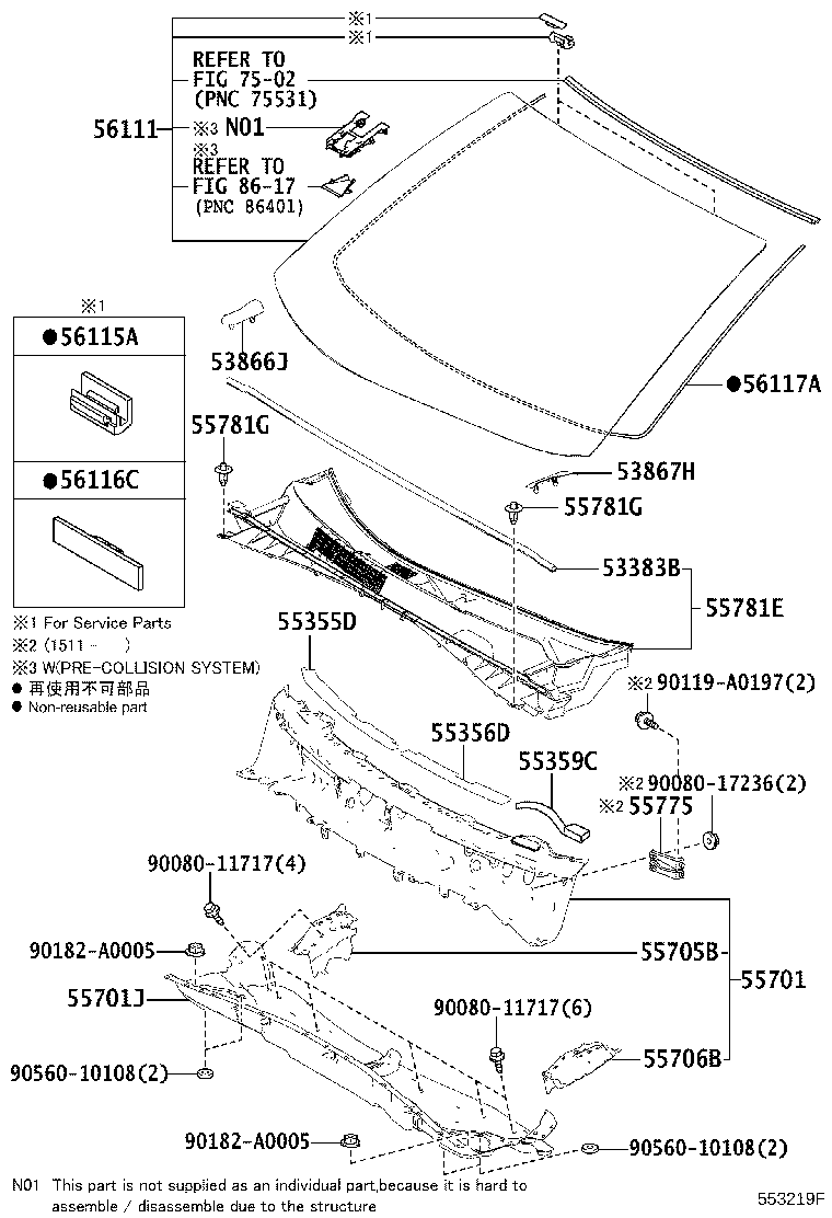 Toyota 55775-0E010 BRACKET, COWL TOP INNER TO PILLAR BRACE, LH