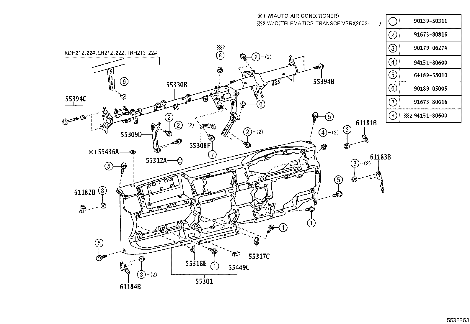 55330-26311 REINFORCEMENT ASSY, INSTRUMENT PANEL product image
