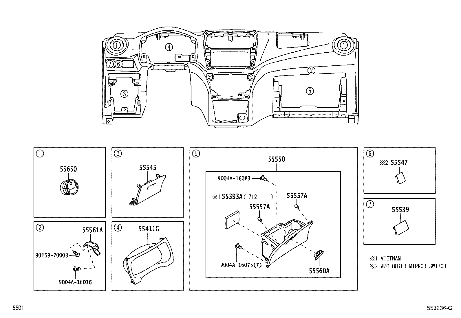 55357-BZ150 CUSHION, INSTRUMENT PANEL, NO.3 product image