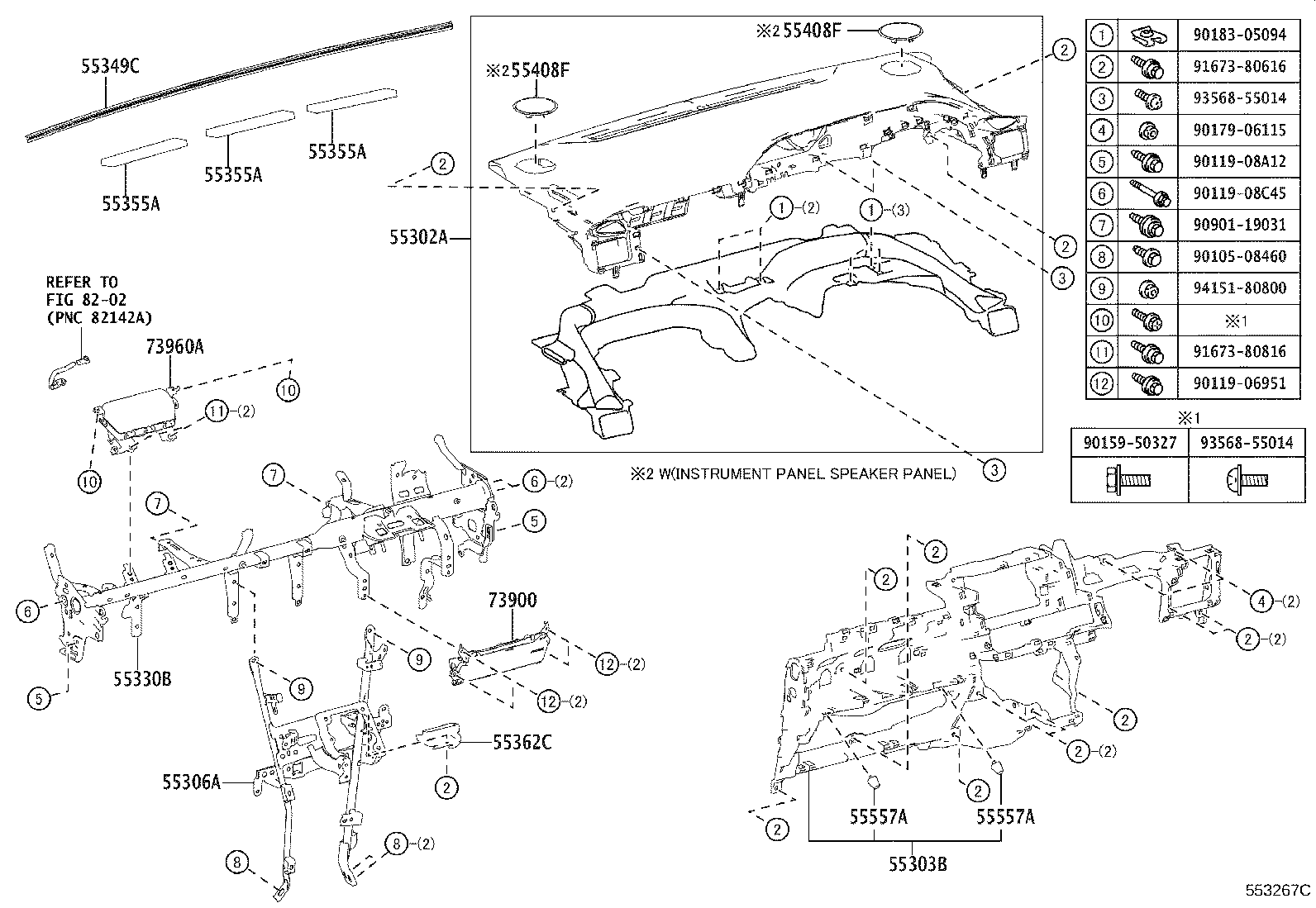 55303-28060 PANEL SUB-ASSY, INSTRUMENT, LOWER product image