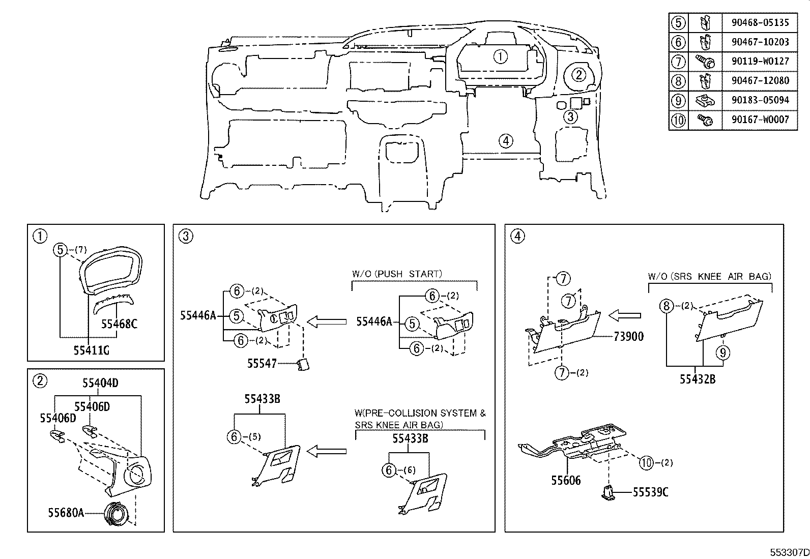 67773-07020 CLIP(FOR PANEL, INSTRUMENT CLUSTER FINISH) product image