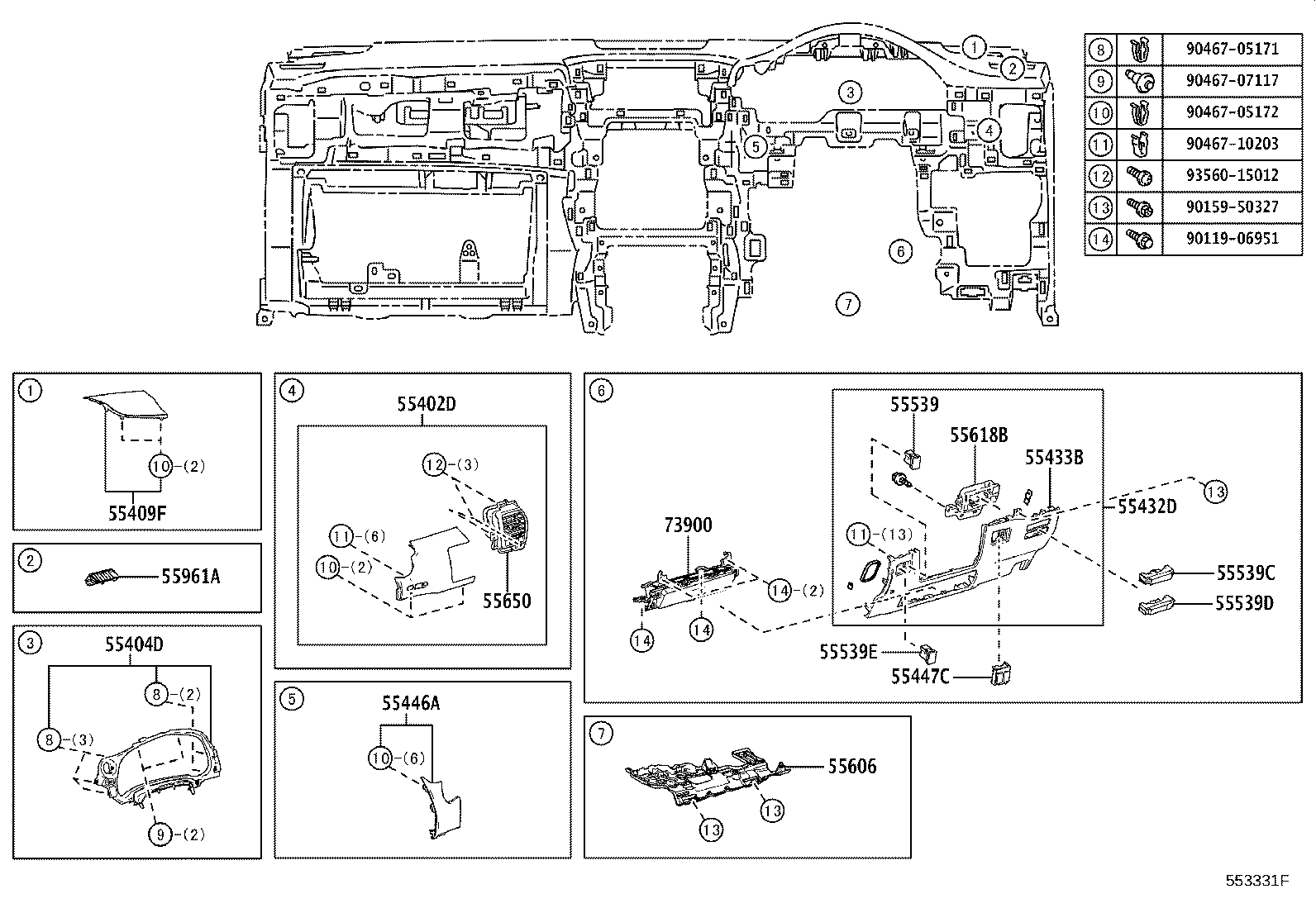 55307-78020 BRACE SUB-ASSY, INSTRUMENT PANEL, NO.2 product image