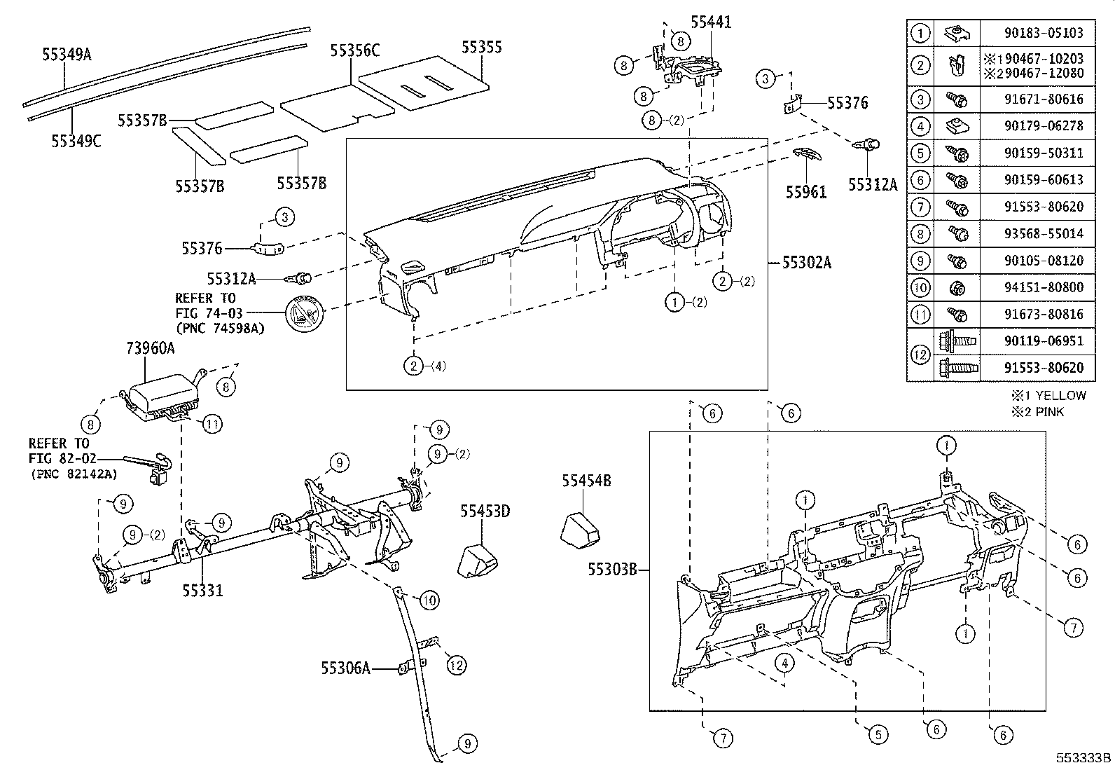 55355-52270 CUSHION, INSTRUMENT PANEL, NO.1 product image