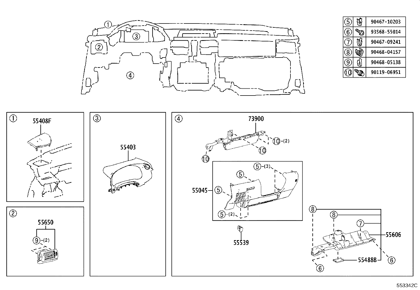 55401-53904 PAD SUB-ASSY, INSTRUMENT PANEL SAFETY product image