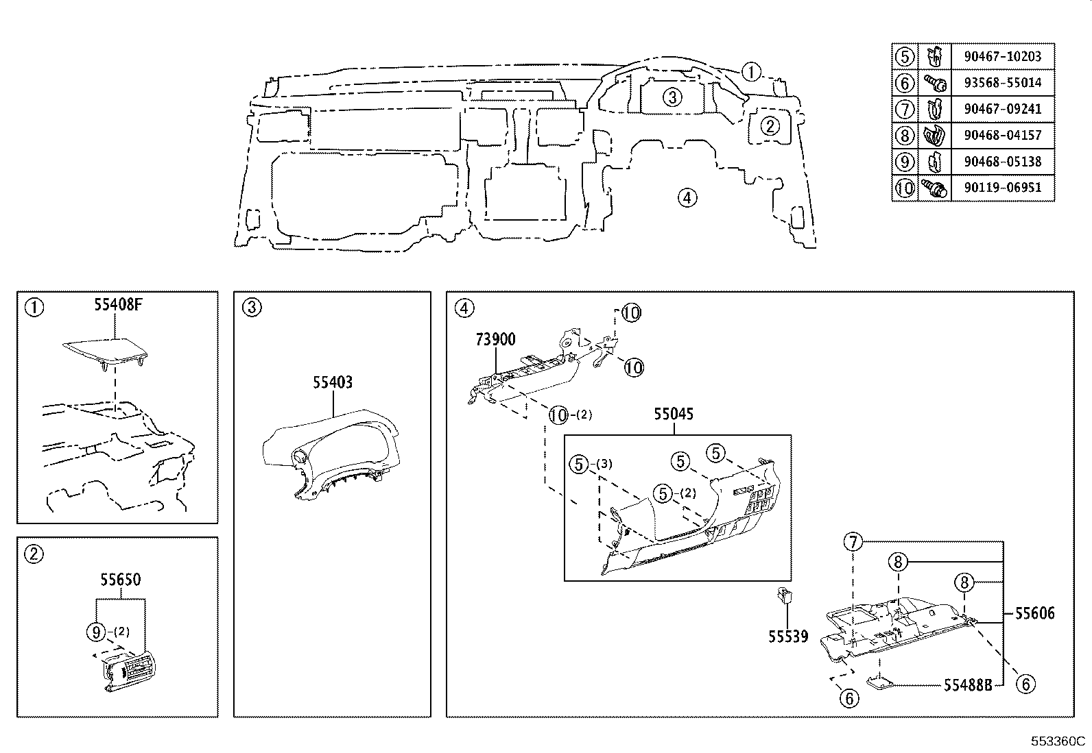 55401-53904 PAD SUB-ASSY, INSTRUMENT PANEL SAFETY product image